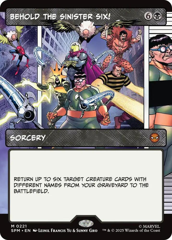 Behold the Sinister Six! (Borderless) 221 card from Marvel's Spider-Man