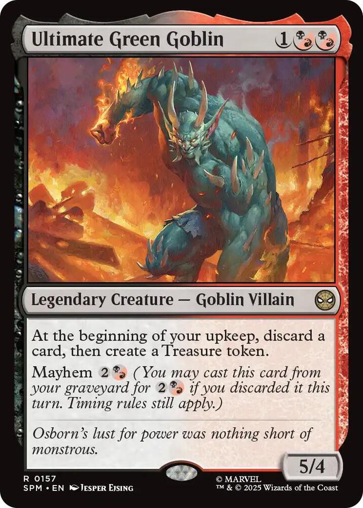 Ultimate Green Goblin 157 card from Marvel's Spider-Man