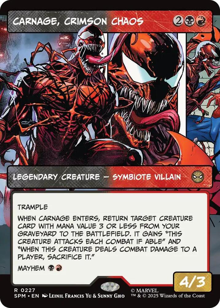 Carnage, Crimson Chaos (Borderless) 227 card from Marvel's Spider-Man