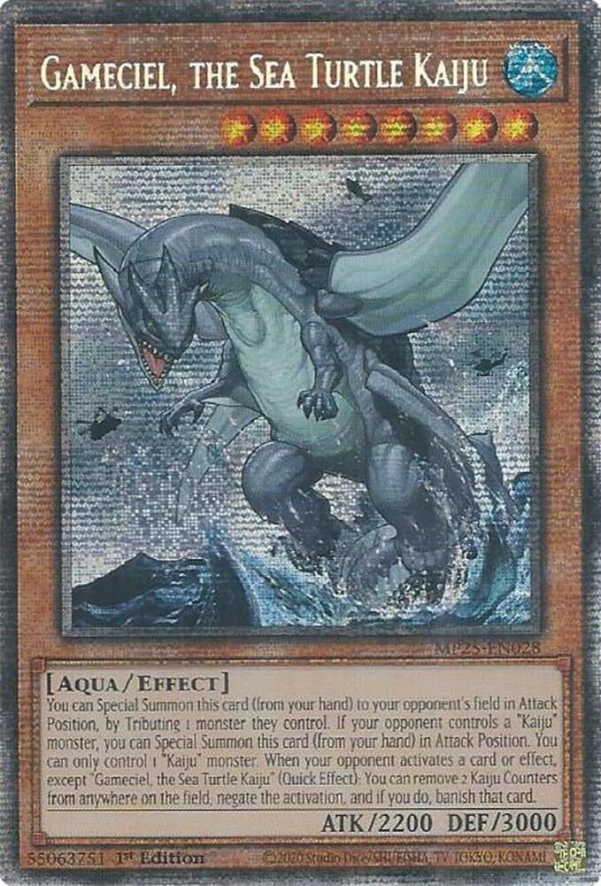 Gameciel, the Sea Turtle Kaiju MP25-EN028 card from 2025 Mega-Pack