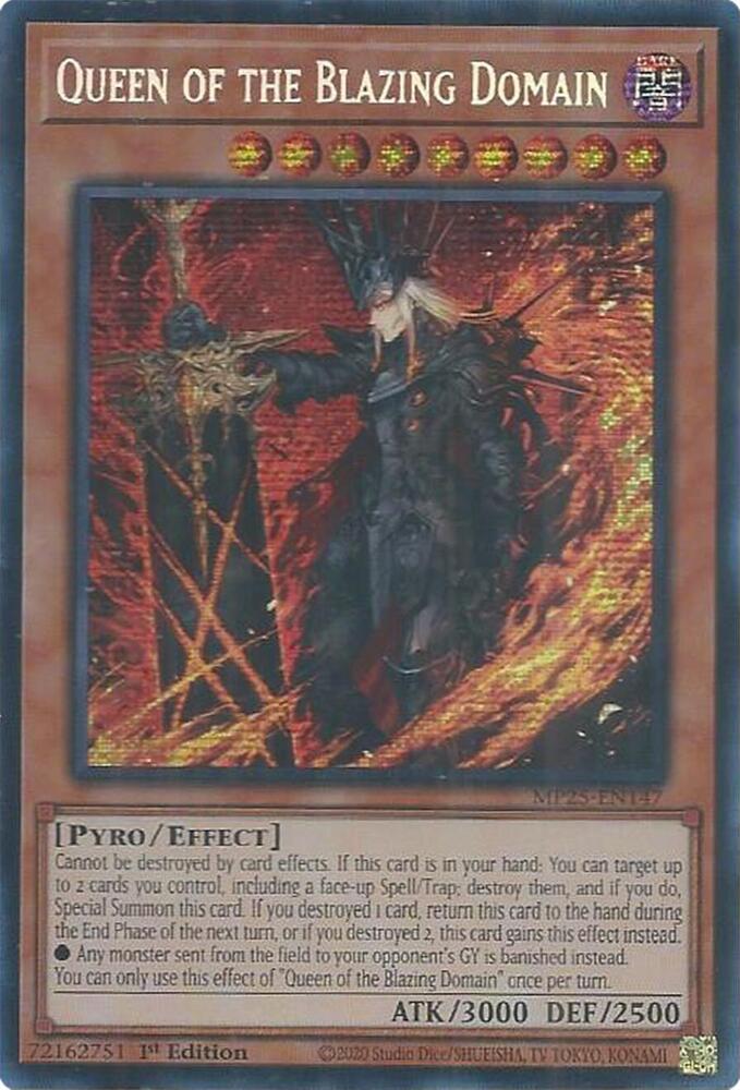 Queen of the Blazing Domain MP25-EN147 card from 2025 Mega-Pack
