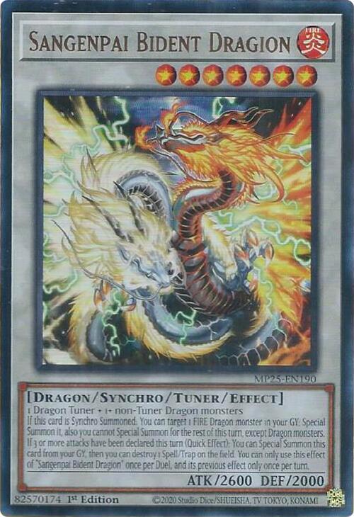 Sangenpai Bident Dragion MP25-EN190 card from 2025 Mega-Pack