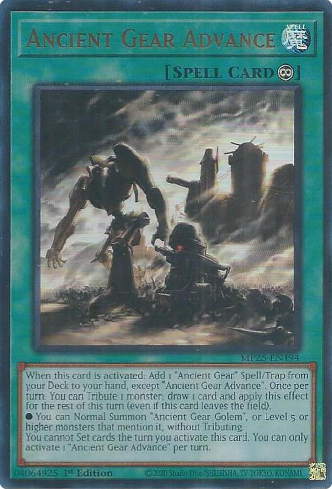Ancient Gear Advance MP25-EN194 card from 2025 Mega-Pack