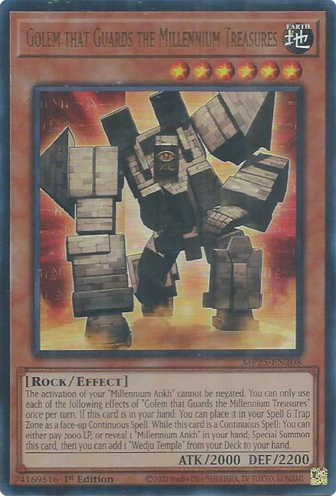 Golem that Guards the Millennium Treasures MP25-EN208 card from 2025 Mega-Pack