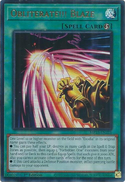 Obliterate!!! Blaze MP25-EN225 card from 2025 Mega-Pack
