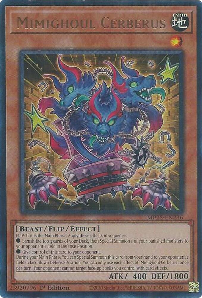 Mimighoul Cerberus MP25-EN236 card from 2025 Mega-Pack