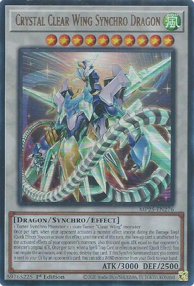Crystal Clear Wing Synchro Dragon MP25-EN276 card from 2025 Mega-Pack