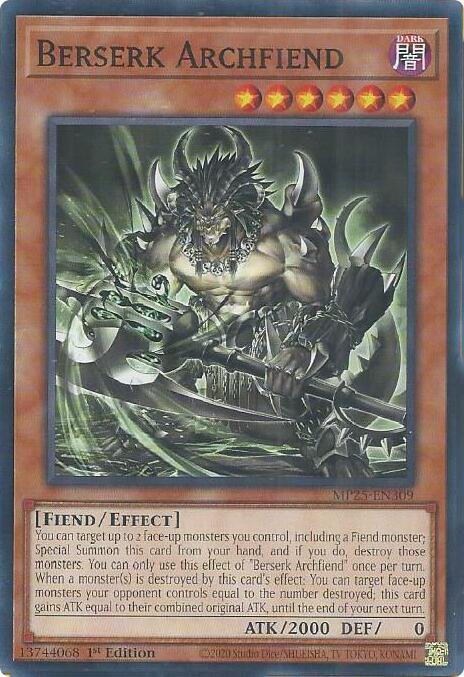 Berserk Archfiend MP25-EN309 card from 2025 Mega-Pack