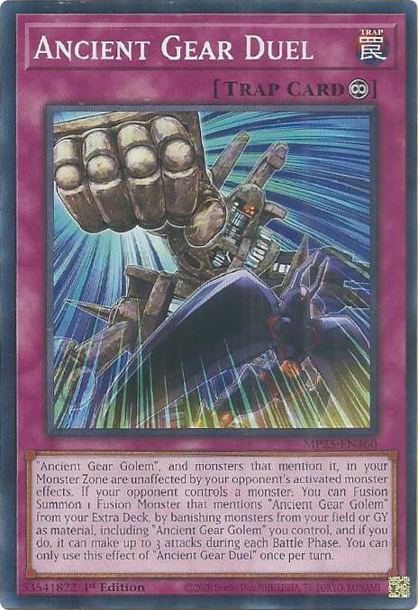 Ancient Gear Duel MP25-EN360 card from 2025 Mega-Pack