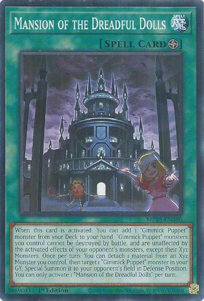 Mansion of the Dreadful Dolls MP25-EN390 card from 2025 Mega-Pack