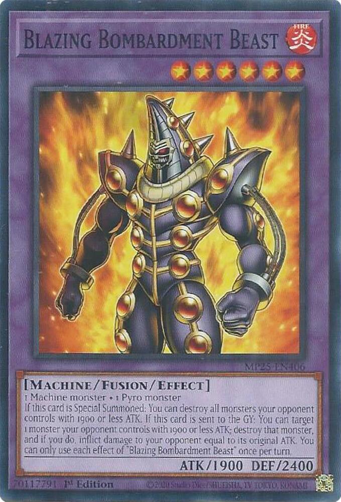 Blazing Bombardment Beast MP25-EN406 card from 2025 Mega-Pack