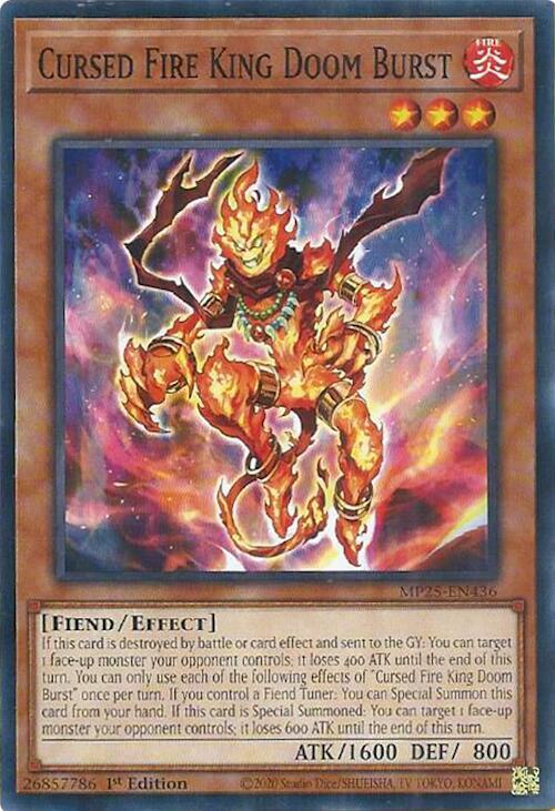Cursed Fire King Doom Burst MP25-EN436 card from 2025 Mega-Pack