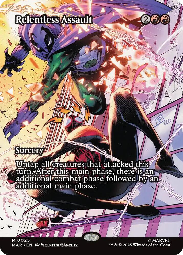 Relentless Assault (Borderless) 25 card from Marvel Universe Eternal-Legal