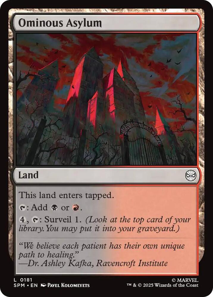 Ominous Asylum 181 card from Marvel's Spider-Man