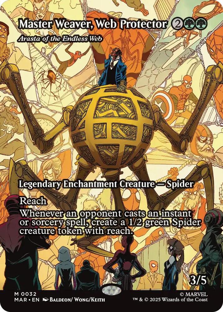 Master Weaver, Web Protector - Arasta of the Endless Web (Borderless) 32 card from Marvel Universe Eternal-Legal