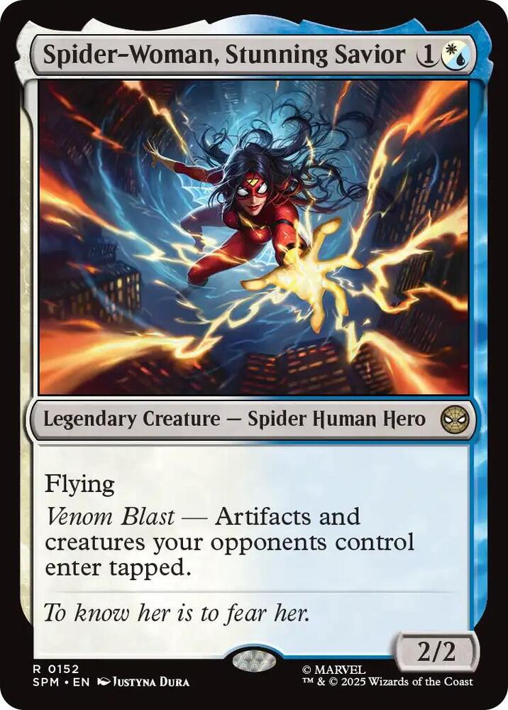 Spider-Woman, Stunning Savior 152 card from Marvel's Spider-Man