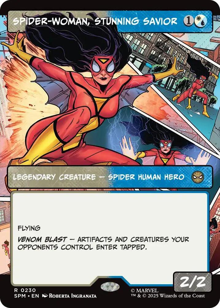 Spider-Woman, Stunning Savior (Borderless) 230 card from Marvel's Spider-Man