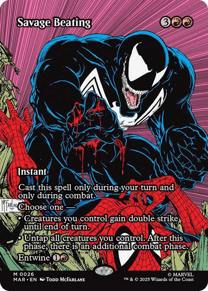 Savage Beating (Borderless) 26 card from Marvel Universe Eternal-Legal