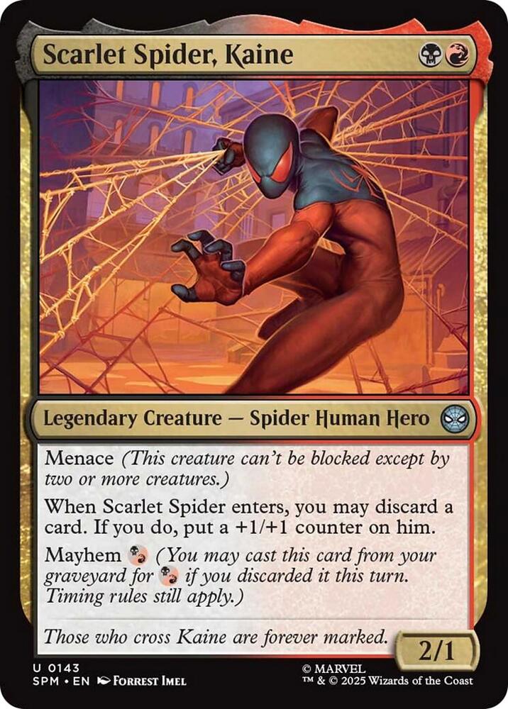 Scarlet Spider, Kaine 143 card from Marvel's Spider-Man