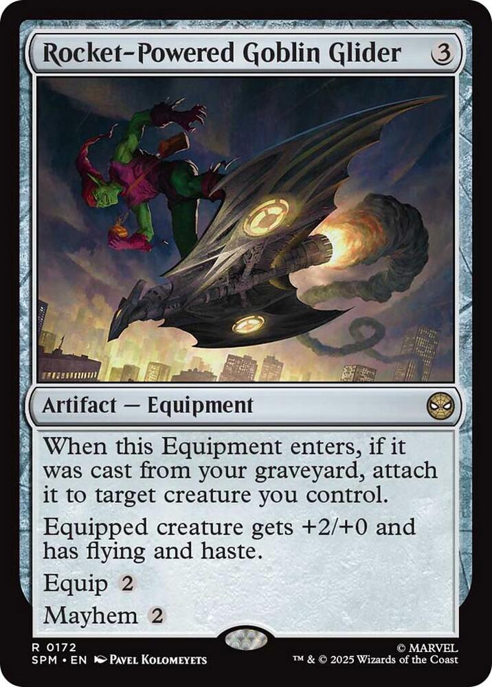 Rocket-Powered Goblin Glider 172 card from Marvel's Spider-Man