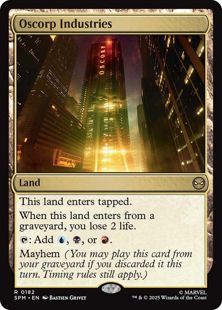 Oscorp Industries 182 card from Marvel's Spider-Man