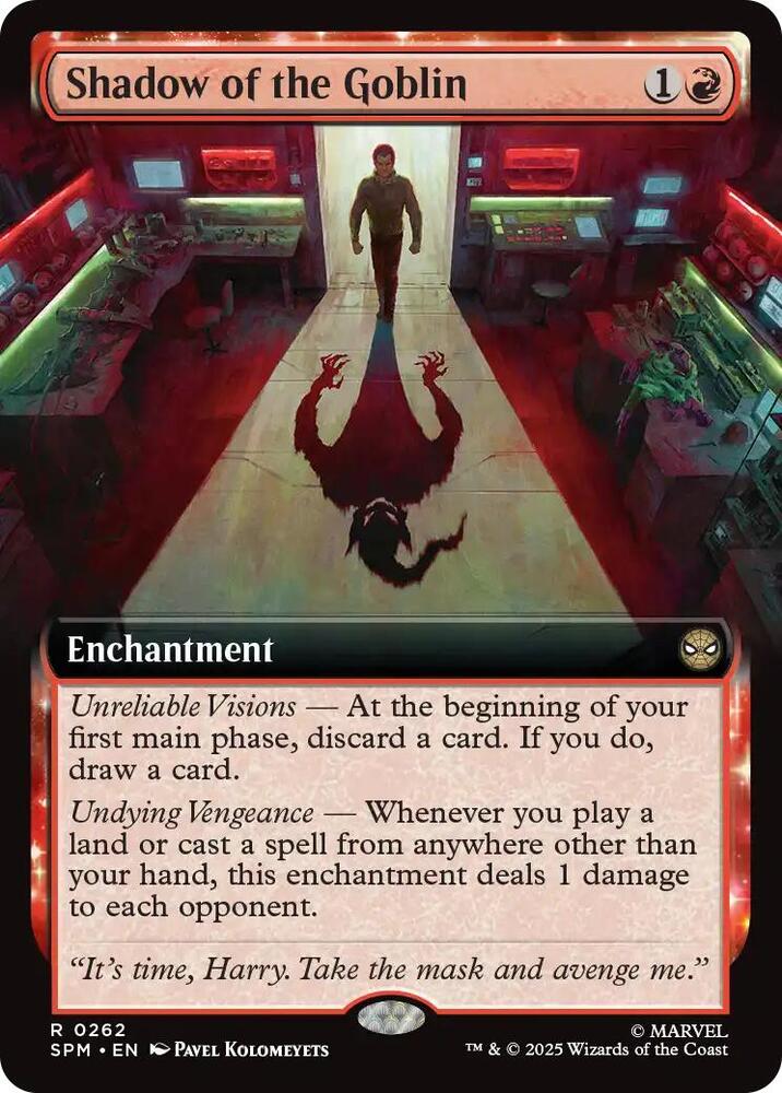 Shadow of the Goblin (Extended Art) 262 card from Marvel's Spider-Man