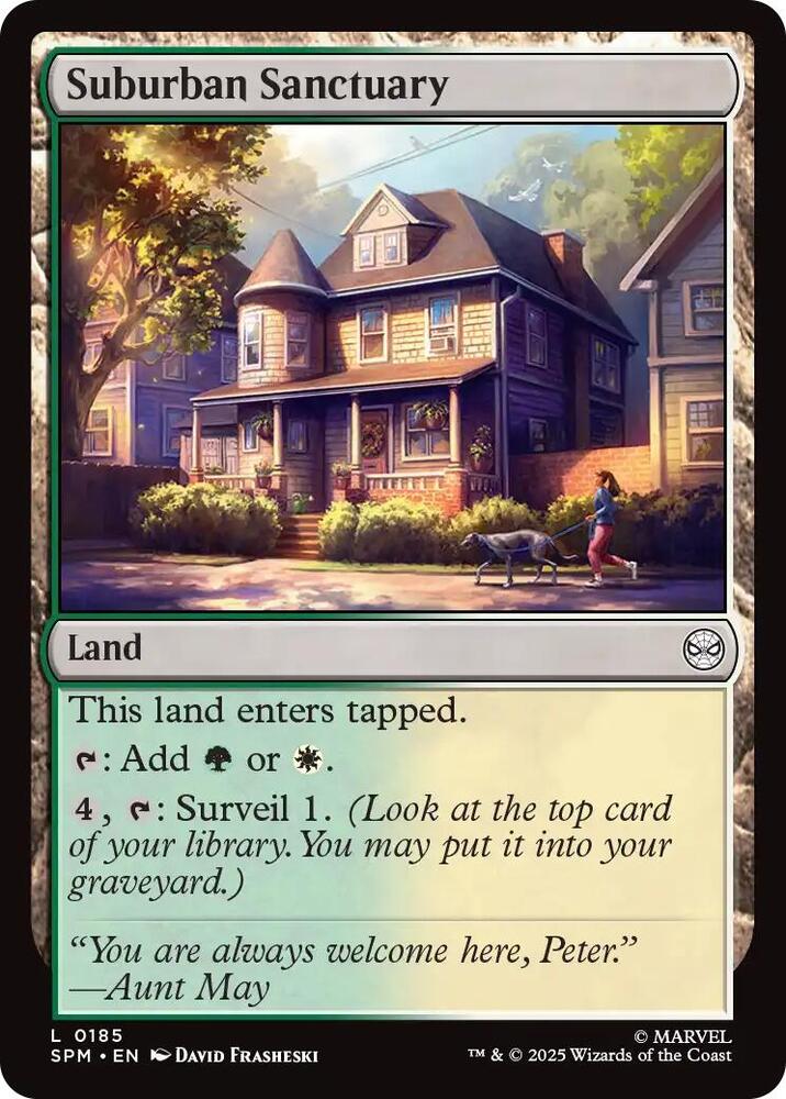 Suburban Sanctuary 185 card from Marvel's Spider-Man