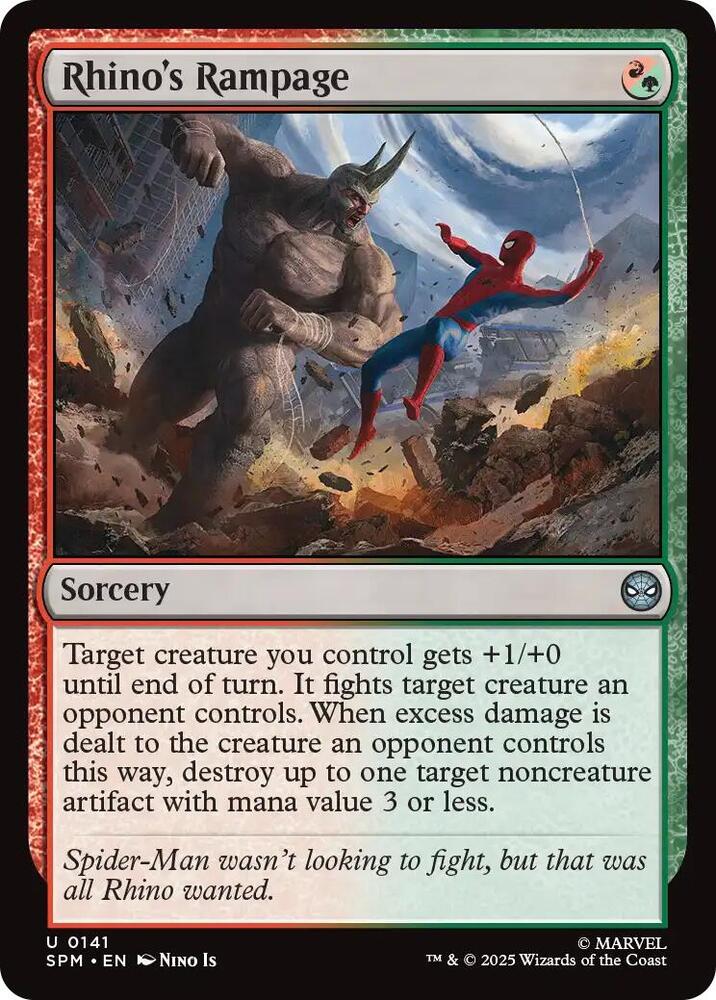 Rhino's Rampage 141 card from Marvel's Spider-Man