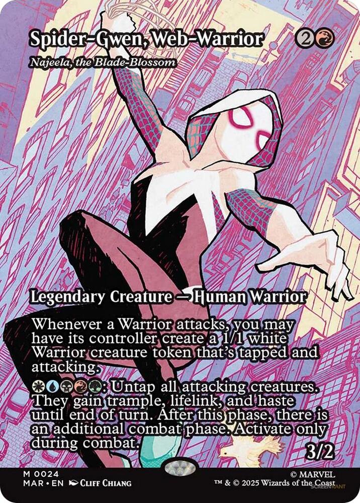 Spider-Gwen, Web-Warrior - Najeela, the Blade-Blossom (Borderless) 24 card from Marvel Universe Eternal-Legal