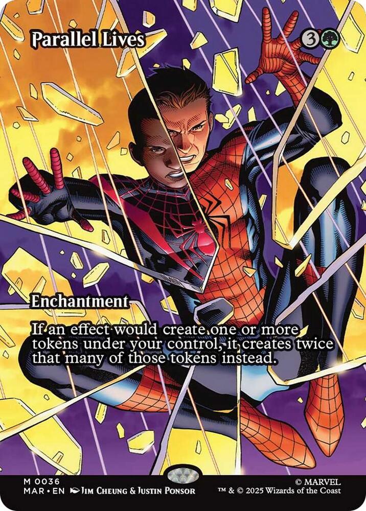 Parallel Lives (Borderless) 36 card from Marvel Universe Eternal-Legal