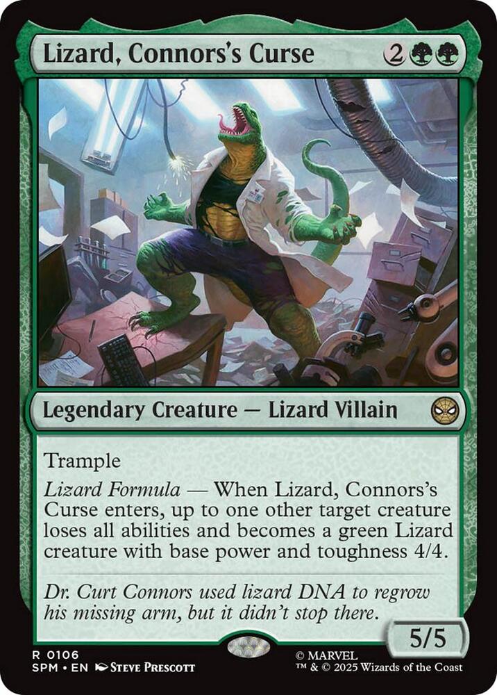 Lizard, Connors's Curse 106 card from Marvel's Spider-Man