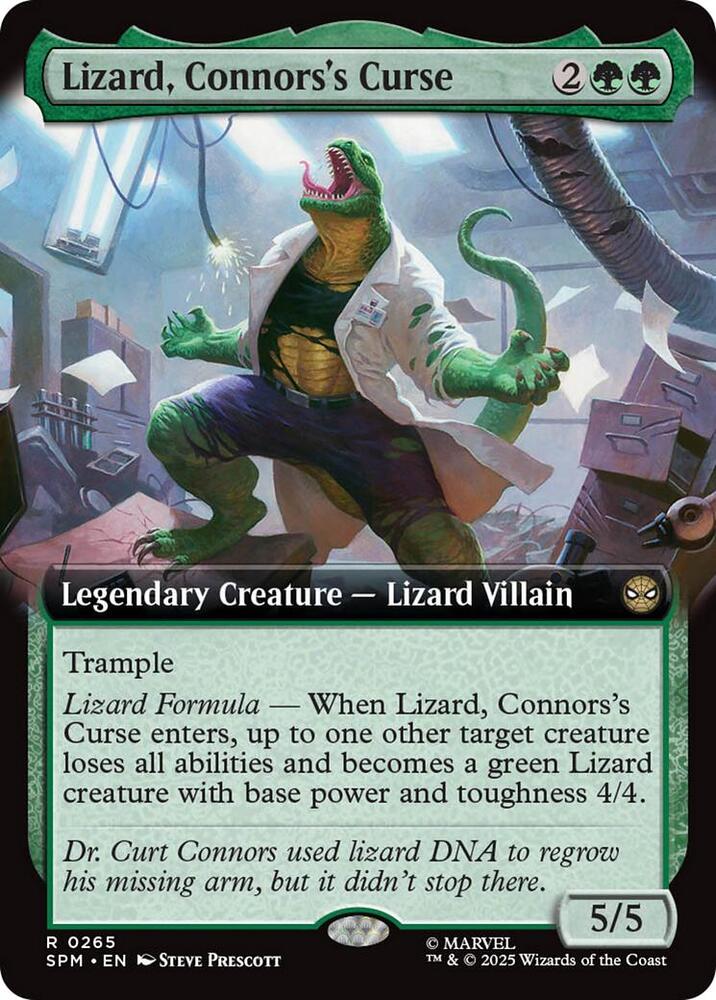 Lizard, Connors's Curse (Extended Art) 265 card from Marvel's Spider-Man