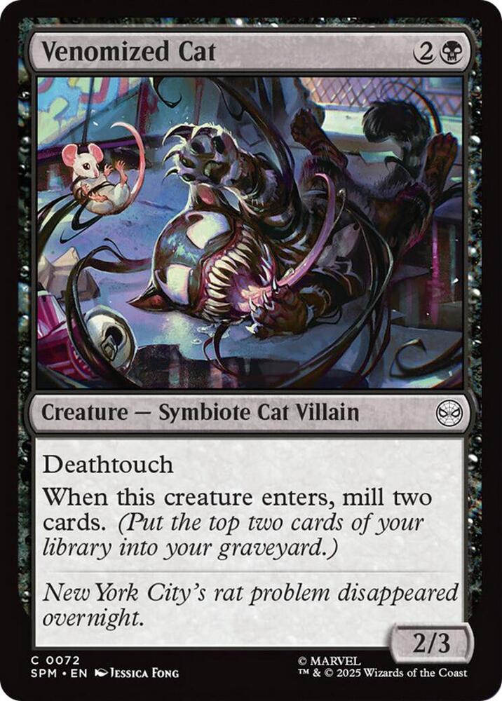 Venomized Cat 72 card from Marvel's Spider-Man