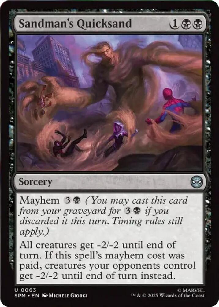 Sandman's Quicksand 63 card from Marvel's Spider-Man