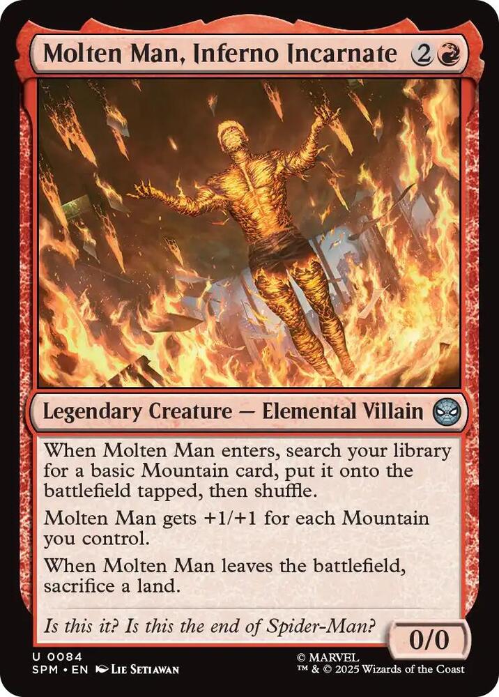 Molten Man, Inferno Incarnate 84 card from Marvel's Spider-Man