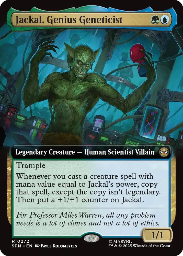 Jackal, Genius Geneticist (Extended Art) 272 card from Marvel's Spider-Man