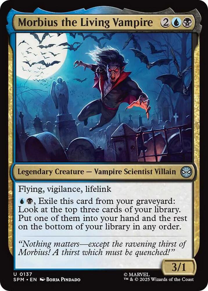 Morbius the Living Vampire 137 card from Marvel's Spider-Man