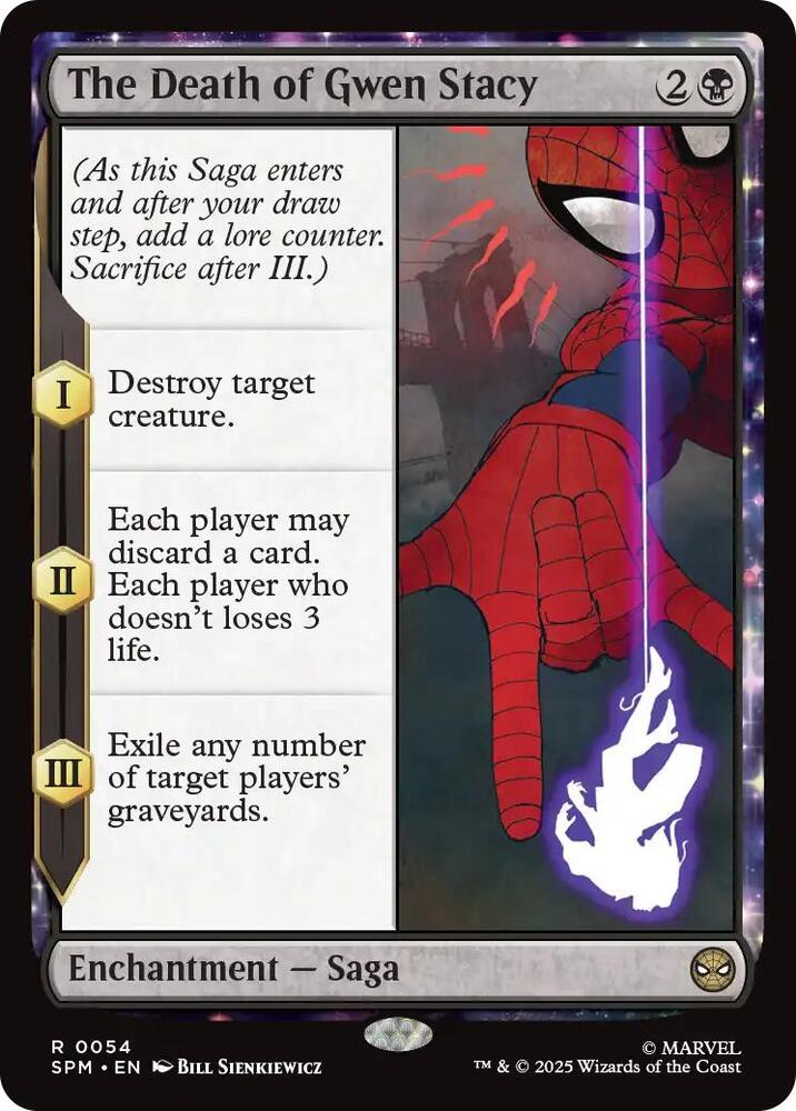 The Death of Gwen Stacy 54 card from Marvel's Spider-Man