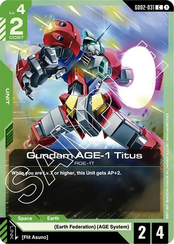 Gundam AGE-1 Titus GD02-031 card from Dual Impact
