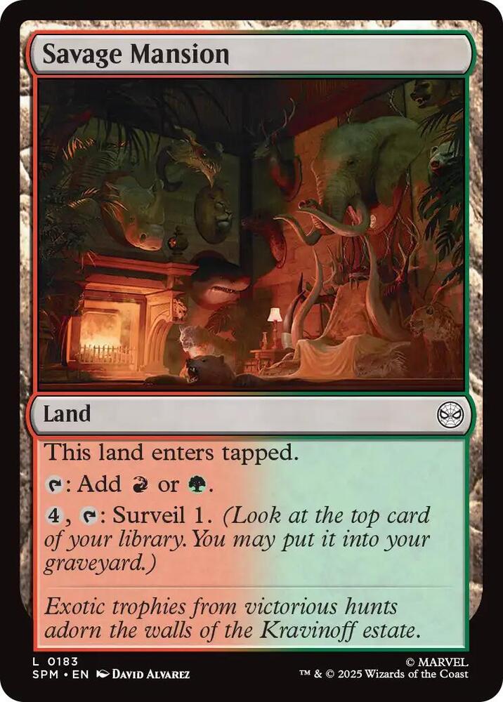 Savage Mansion 183 card from Marvel's Spider-Man