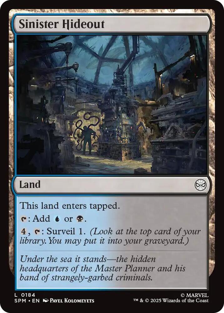Sinister Hideout 184 card from Marvel's Spider-Man