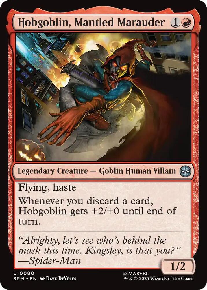 Hobgoblin, Mantled Marauder 80 card from Marvel's Spider-Man