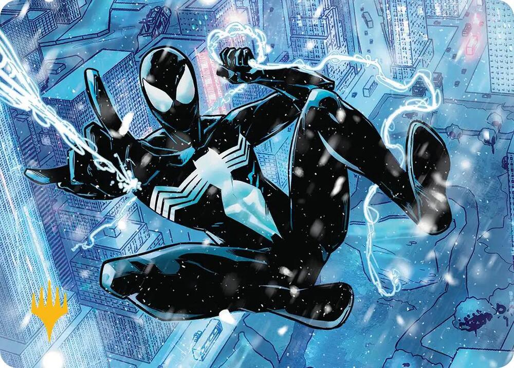 Spectacular Spider-Man (Black) Art Card (Gold-Stamped Planeswalker Symbol) 52 card from Art Series: Marvel's Spider-Man