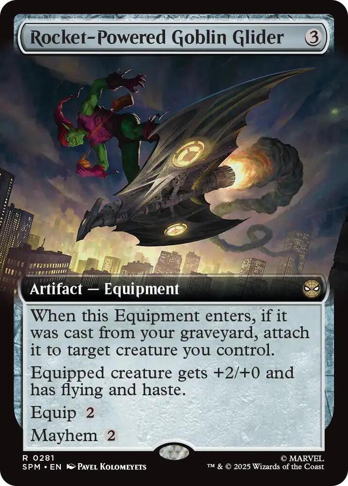 Rocket-Powered Goblin Glider (Extended Art) 281 card from Marvel's Spider-Man