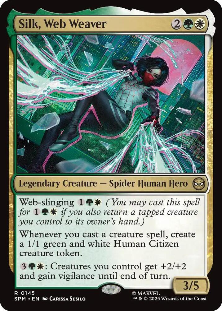Silk, Web Weaver 145 card from Marvel's Spider-Man