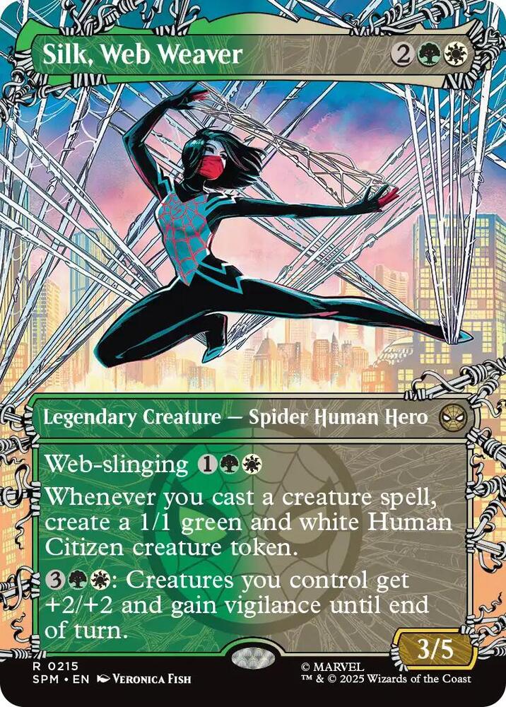 Silk, Web Weaver (Borderless) 215 card from Marvel's Spider-Man