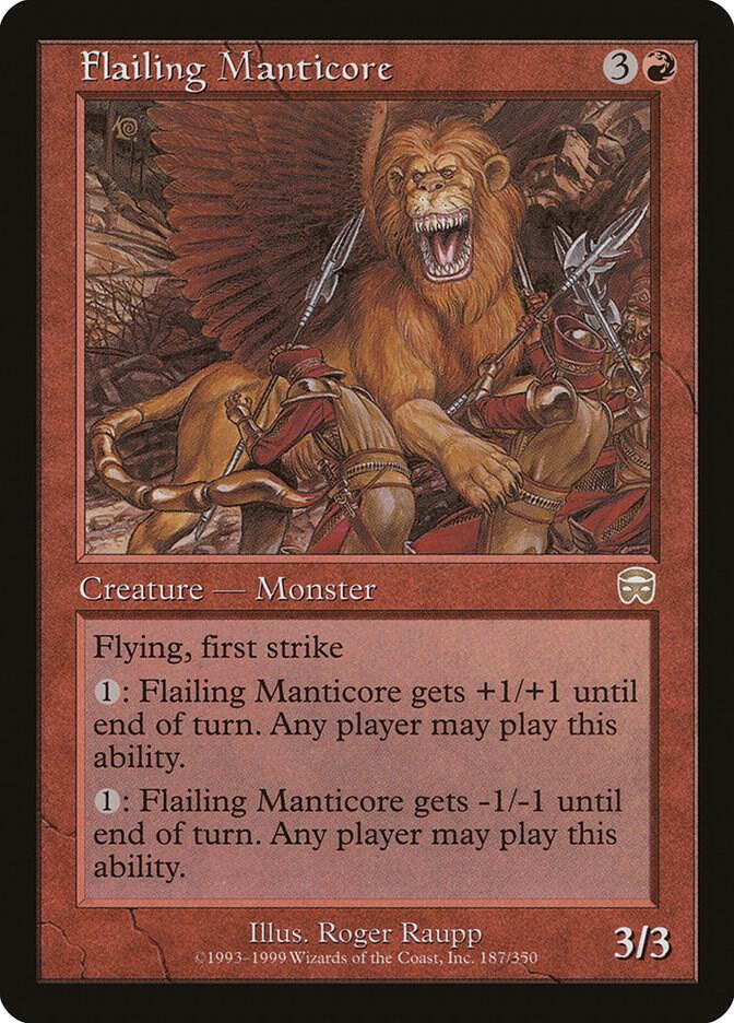 Flailing Manticore 187 card from Mercadian Masques