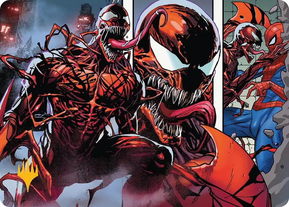 Carnage, Crimson Chaos Art Card (Gold-Stamped Planeswalker Symbol) 47 card from Art Series: Marvel's Spider-Man