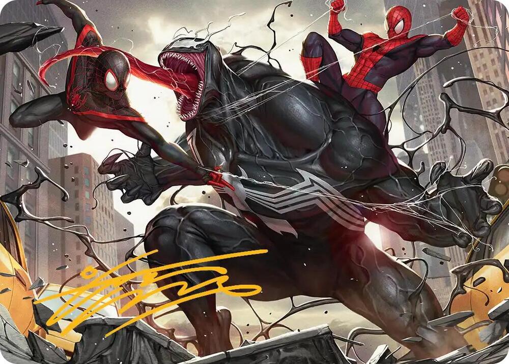 Terrific Team-Up Art Card (Gold-Stamped Signature) 23 card from Art Series: Marvel's Spider-Man