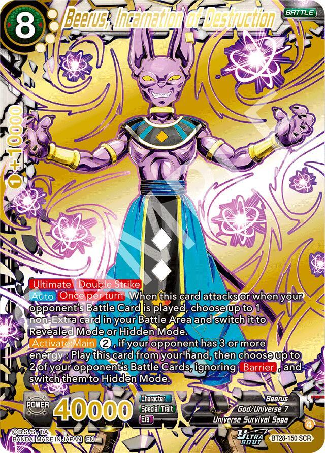 Beerus, Incarnation of Destruction BT28-150 card from Prismatic Clash